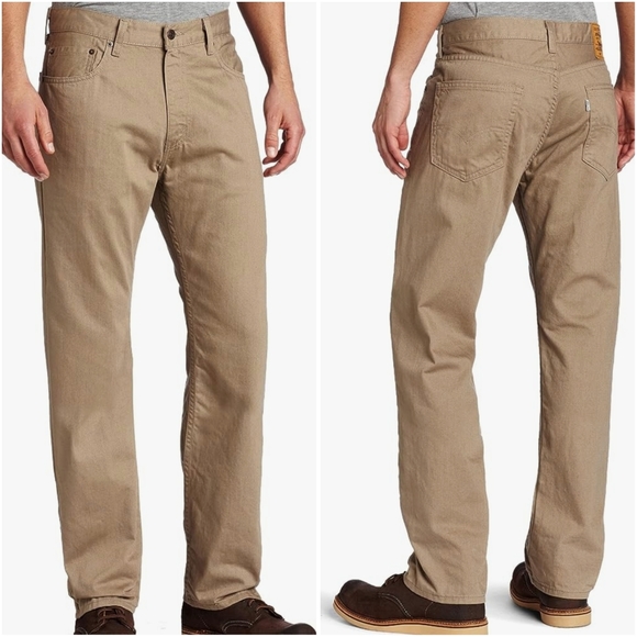 Levi's Strauss 505 Men's Regular Fit Khaki Jeans - Picture 6 of 10
